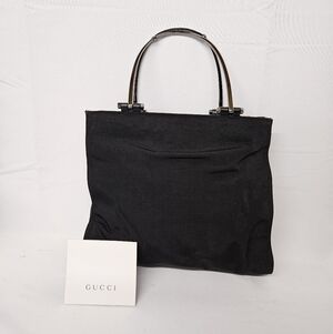 Gucci Mini Tote Bag In Black Nylon And Leather With Silver Handles